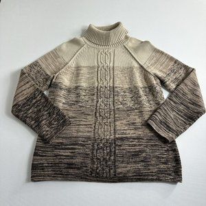 Karen Scott Turtle Neck Sweater Brown Long  Sleeve Cable Knit Womens Size Medium